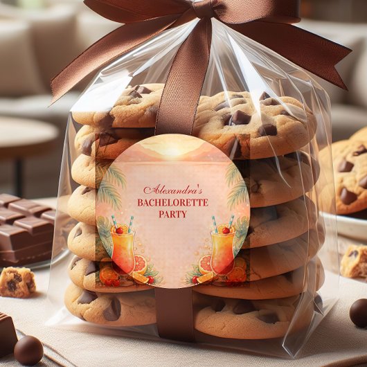 Tequila Sunrise Palm Paradise Bachelorette Party Ronde Sticker