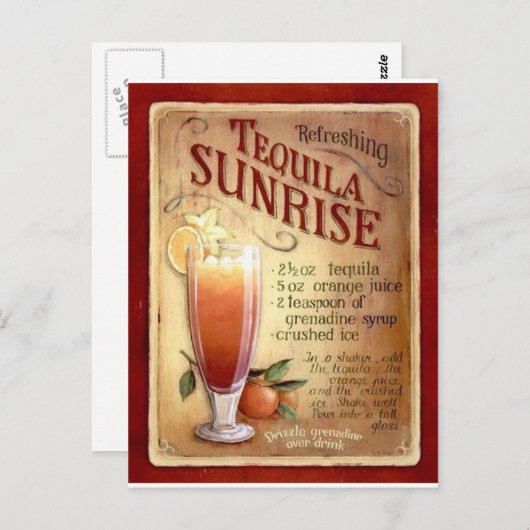 tequila sunrise recept briefkaart (Voorkant / Achterkant)
