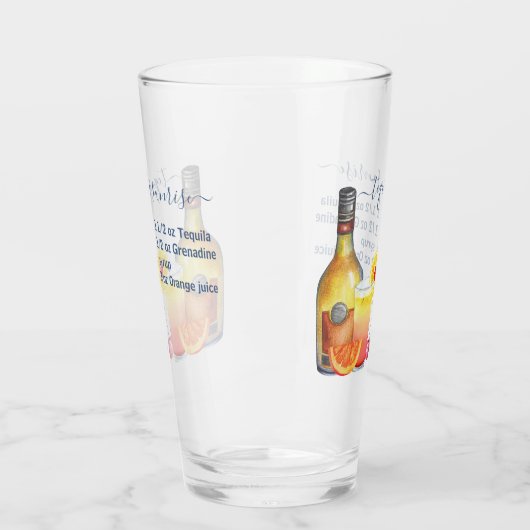 Tequila Sunrise Recept Waterverf Gemengde Drink Glas (Links)