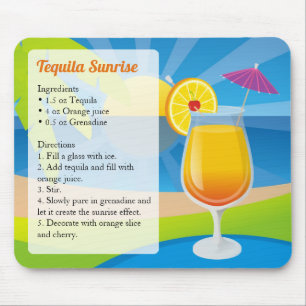 Tequila Sunrise Recipe Mousepad Muismat