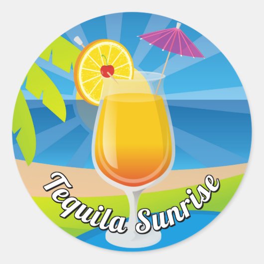 Tequila Sunrise Ronde Sticker (Voorkant)
