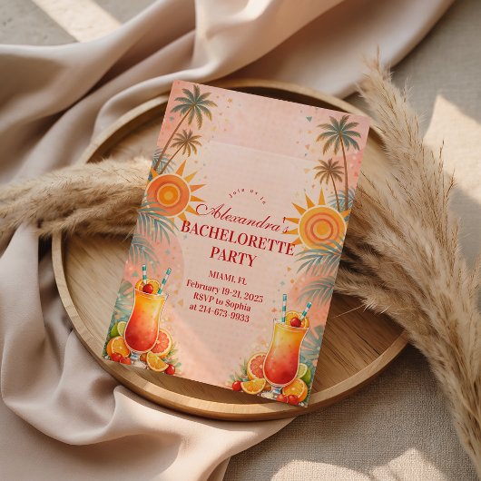 Tequila Sunrise Sunset Cocktail Bachelorette Party Kaart