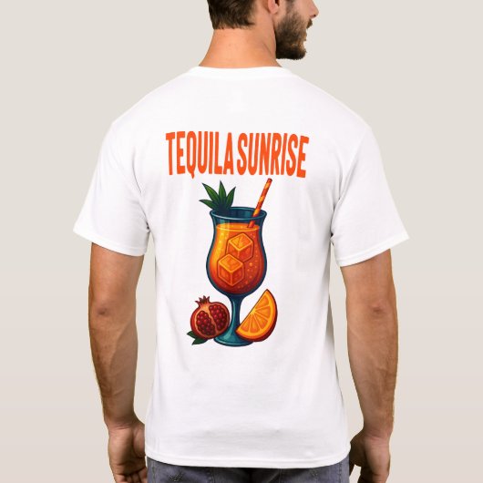 Tequila Sunrise T-Shirt – Vibrant Tropical Drink (Achterkant)