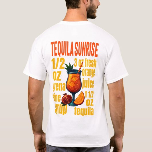 Tequila Sunrise T-Shirt – Vibrant Tropical Drink (Achterkant)