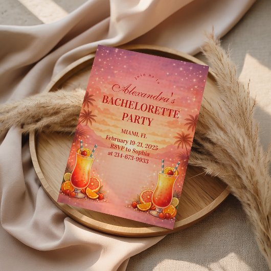Tequila Sunrise Tropical Bachelorette Party Kaart