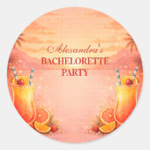 Tequila Sunrise Tropical Bachelorette Party Ronde Sticker (Voorkant)