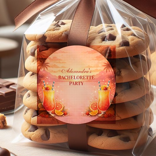 Tequila Sunrise Tropical Bachelorette Party Ronde Sticker