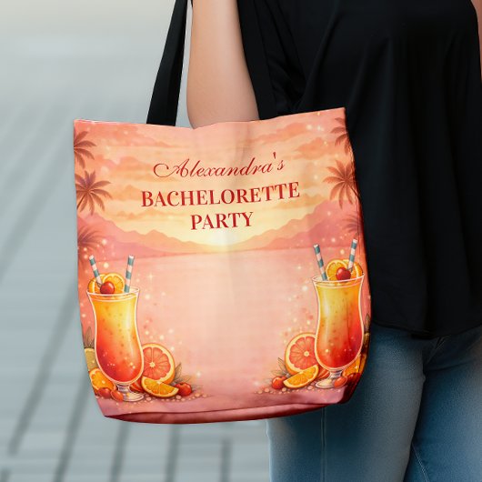 Tequila Sunrise Tropical Bachelorette Party Tote Bag