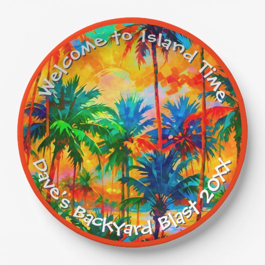 [Tequila Sunrise] Tropical Island Time Party Papieren Bordje (Voorkant)