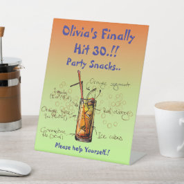 Tequila Sunrise Verjaardagsfeestje Snacks Reclamebord Met Voetstuk