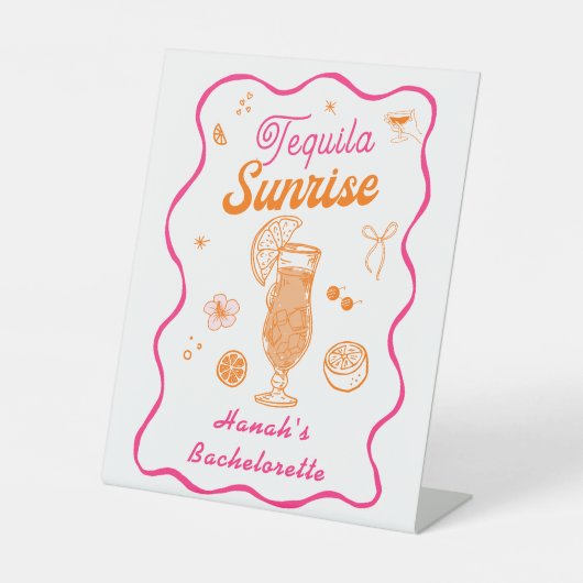 Tequila Sunrise vrijgezellenfeest Reclamebord Met Voetstuk (Voorkant)