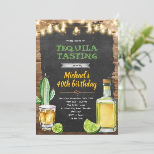 Tequila Tasting birthday invitation Kaart (Staand voorkant)
