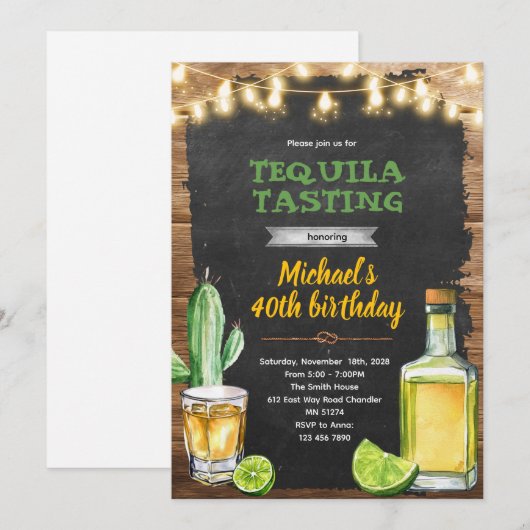 Tequila Tasting birthday invitation Kaart (Voorkant / Achterkant)