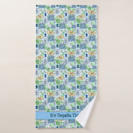 Tequila Time Cocktail Drinker Blue Agave Pattern Badhanddoek