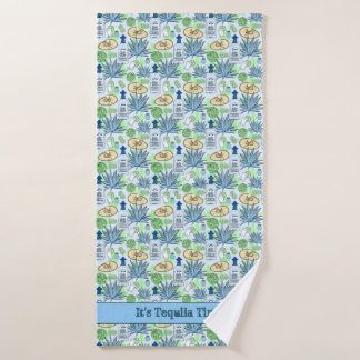Tequila Time Cocktail Drinker Blue Agave Pattern Badhanddoek