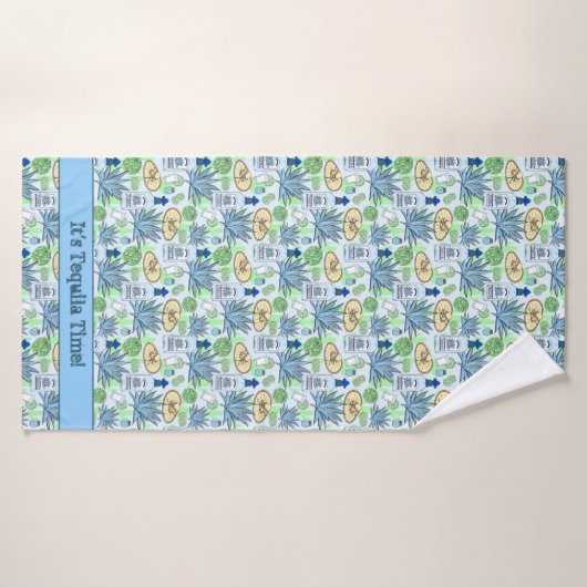Tequila Time Cocktail Drinker Blue Agave Pattern Badhanddoek (Badhanddoek)