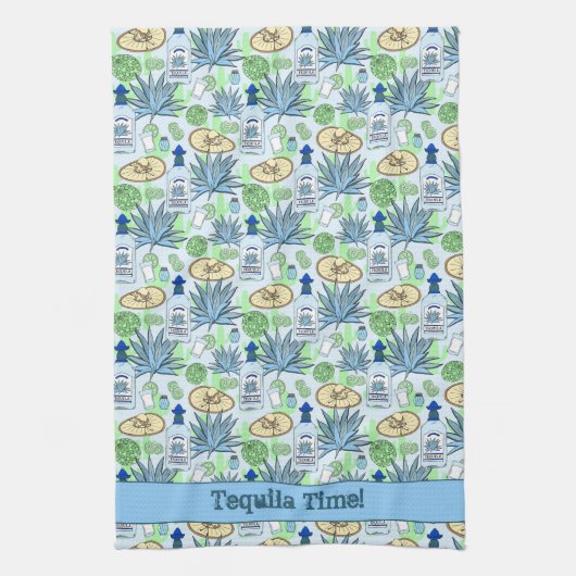 Tequila Time Cocktails Agave Planten en Sombreros Theedoek (Verticaal)
