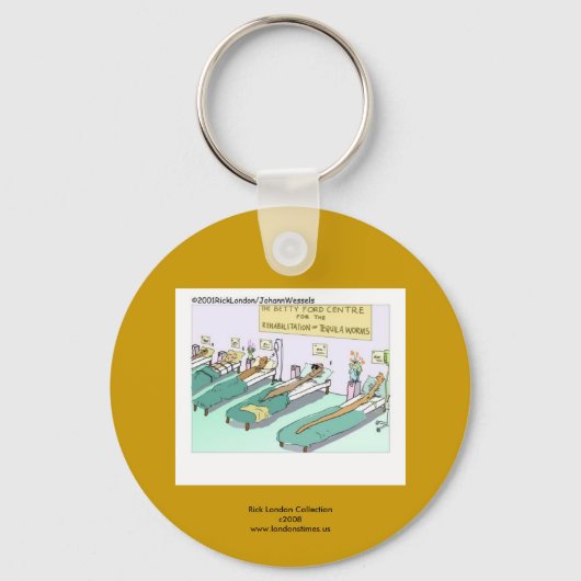 Tequila Worm Rehab Grappige Cartoon Kwaliteit Sleu Sleutelhanger (Voorkant)