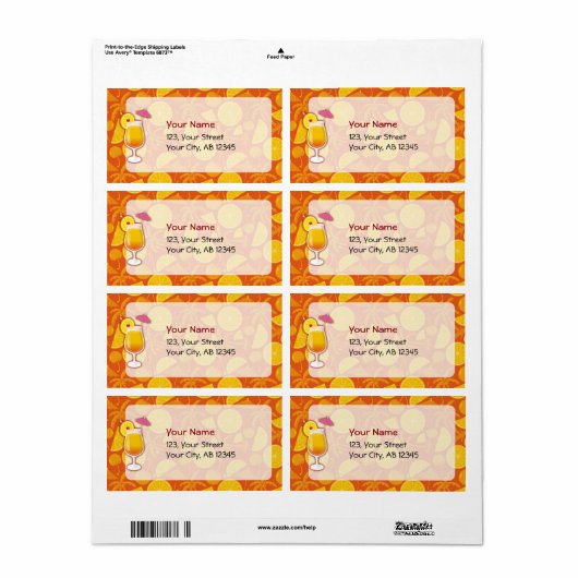 Tequila-zonsopgang Etiket (Full Sheet)