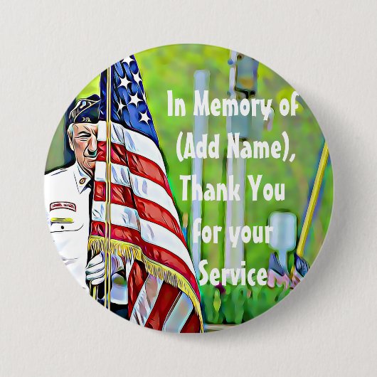 Ter ere van uw dienst Militaire knoop Ronde Button 7,6 Cm (Voorkant)