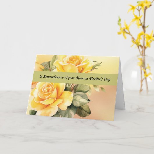 Ter herinnering aan je moeder op Moederdag Rozen Kaart (Gele Bloem)