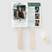 Ter Herinnering Eucalyptus Groene Rouwkaart Handwaaier (Voorkant en achterkant)