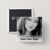 Ter Herinnering | Foto Aandenken Vierkante Button 5,1 Cm (Voorkant /achterkant)