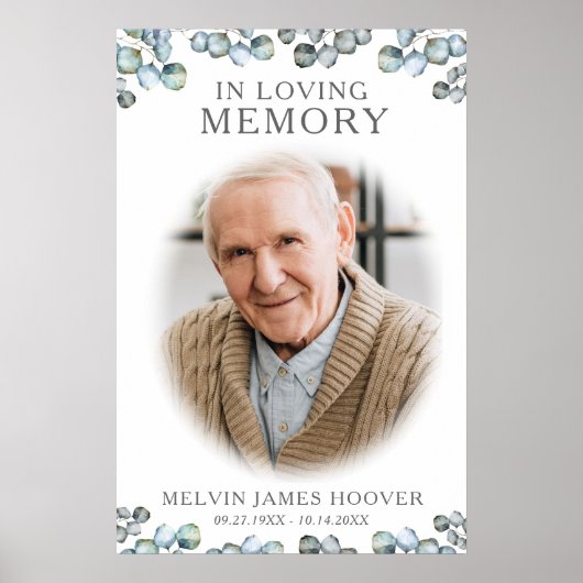 Ter Herinnering Foto Eucalyptus Groene Loof Poster (Voorkant)