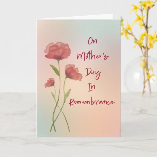 Ter herinnering op Moederdag Waterverf Rozen Kaart (Gele Bloem)