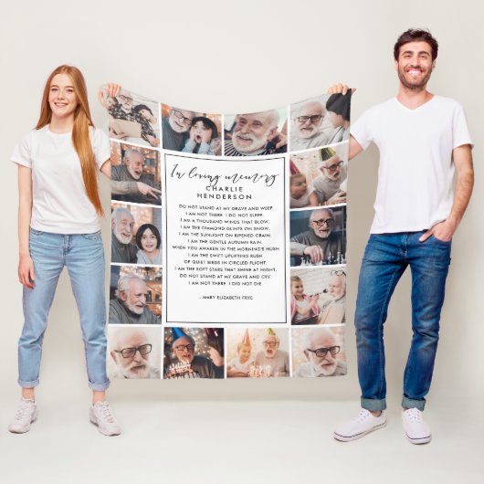 Ter liefdevolle herinnering 14-foto naam & aangepa fleece deken (In situ)