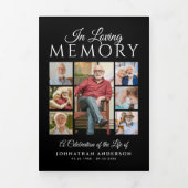 Ter liefdevolle herinnering 16-foto zwart-wit rouw drieluik programma (Cover)