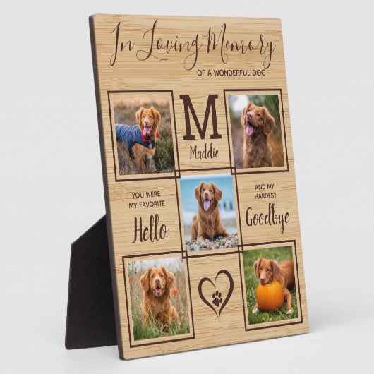 Ter liefdevolle herinnering 5 foto collage huisdie fotoplaat (Zijkant)