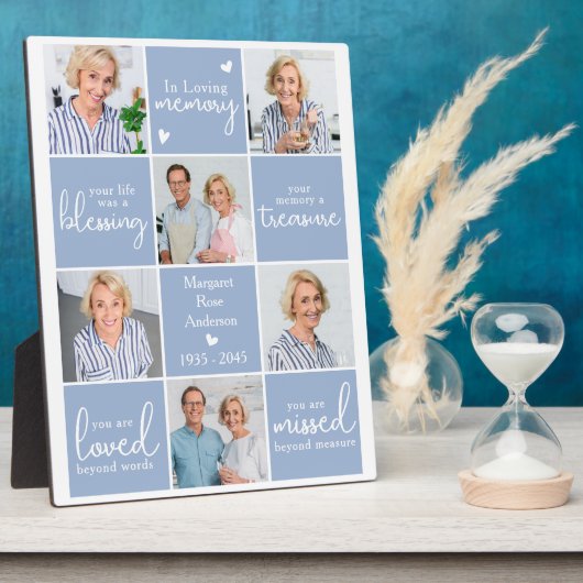 Ter liefdevolle herinnering 6 foto collage aangepa fotoplaat (Zijkant)