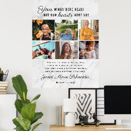 Ter liefdevolle herinnering | 6 foto collage rouwd poster