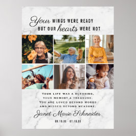 Ter liefdevolle herinnering | 6 foto collage rouwd poster