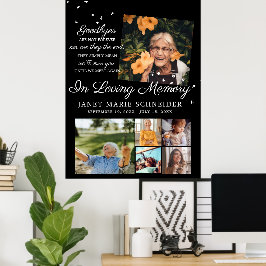 Ter liefdevolle herinnering | 6 foto collage rouwk poster