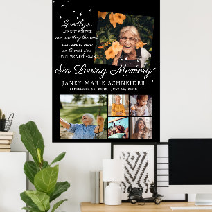 Ter liefdevolle herinnering 6 foto collage rouwk poster