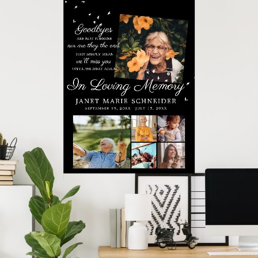 Ter liefdevolle herinnering | 6 foto collage rouwk poster (Thuiskantoor)