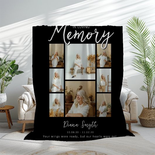 Ter liefdevolle herinnering | 8 foto collage herde fleece deken