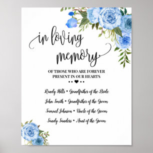 Ter liefdevolle herinnering Aandenken Blauwe bloem Poster