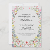 Ter liefdevolle herinnering Aquarel wilde bloemen  Kaart (Achterkant)