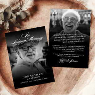 Ter liefdevolle herinnering Elegant Schrift 2-Foto Aankondiging
