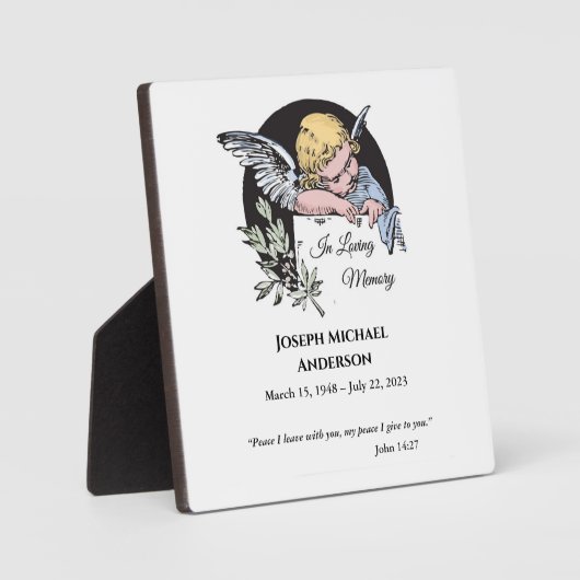 Ter liefdevolle herinnering Engel – Naam naar keuz Fotoplaat (Voorkant)