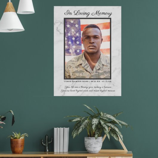 Ter liefdevolle herinnering Foto citaat rouwkaart  Poster (Woonkamer 1)