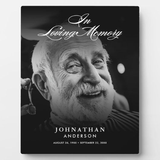 Ter liefdevolle herinnering Foto Elegante Script T Fotoplaat (Voorkant)