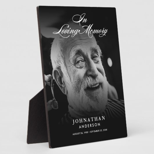 Ter liefdevolle herinnering Foto Elegante Script T Fotoplaat (Zijkant)