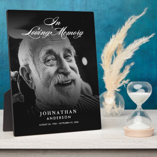 Ter liefdevolle herinnering Foto Elegante Script T Fotoplaat (Zijkant)