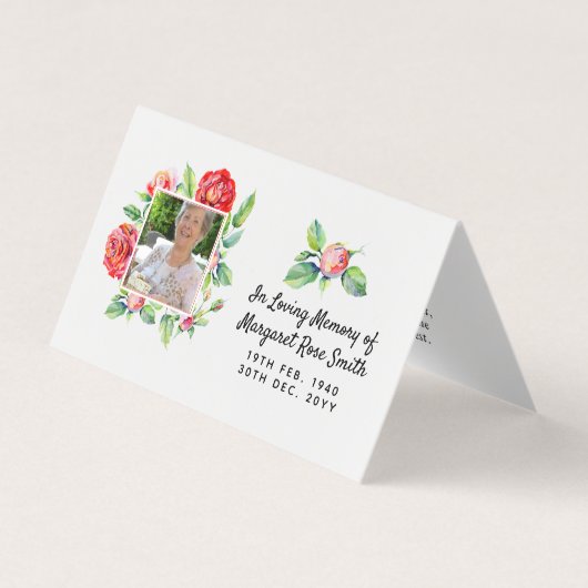 Ter liefdevolle herinnering foto kaart herdenking  visitekaartje (Voorkant)
