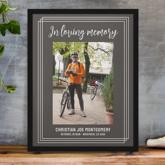 Ter liefdevolle herinnering Grey Foto Begrafenis Poster