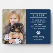 Ter liefdevolle herinnering Hond Foto Marineblauw Fotoplaat (voorkant)